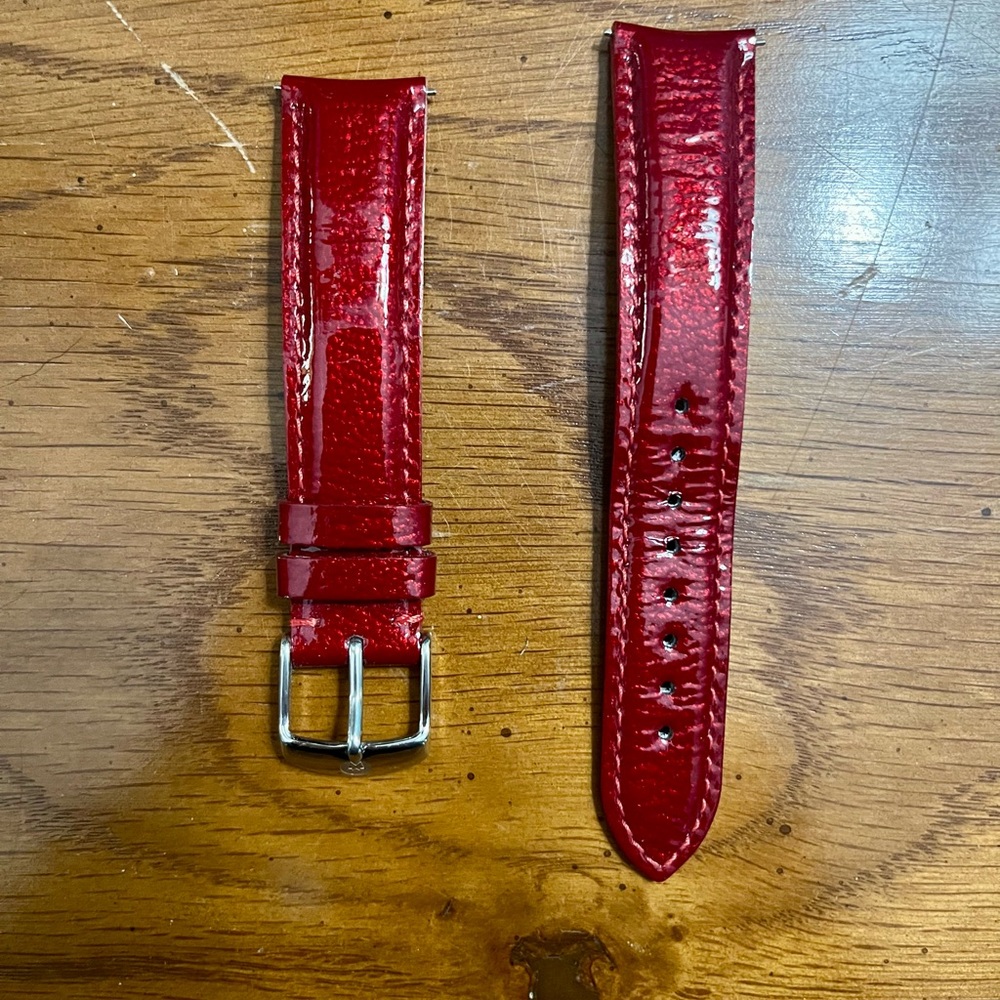 Michele 18mm red patent Watch Strap Band